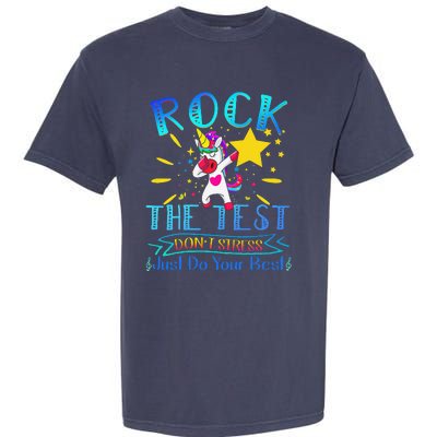 Rock The Test Teacher Test Day Testing Day Funny Teacher Garment-Dyed Heavyweight T-Shirt