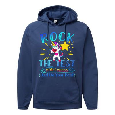 Rock The Test Teacher Test Day Testing Day Funny Teacher Performance Fleece Hoodie