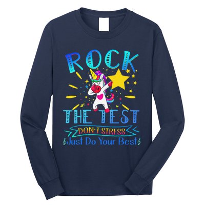 Rock The Test Teacher Test Day Testing Day Funny Teacher Long Sleeve Shirt