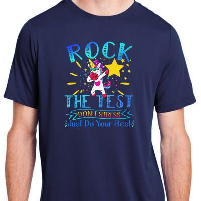 Rock The Test Teacher Test Day Testing Day Funny Teacher Adult ChromaSoft Performance T-Shirt