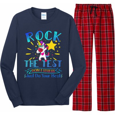 Rock The Test Teacher Test Day Testing Day Funny Teacher Long Sleeve Pajama Set