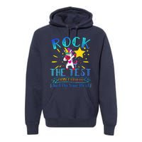 Rock The Test Teacher Test Day Testing Day Funny Teacher Premium Hoodie