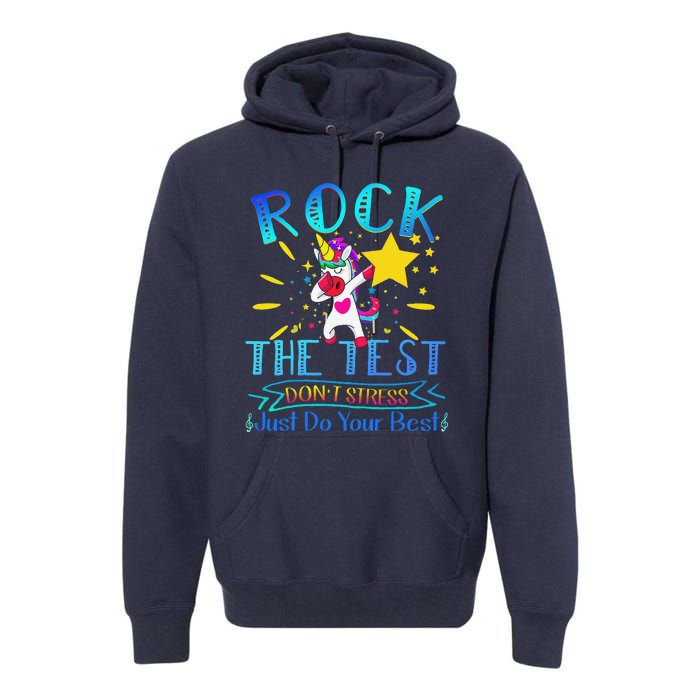 Rock The Test Teacher Test Day Testing Day Funny Teacher Premium Hoodie