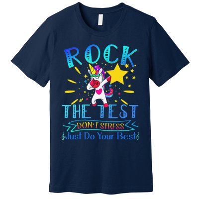 Rock The Test Teacher Test Day Testing Day Funny Teacher Premium T-Shirt