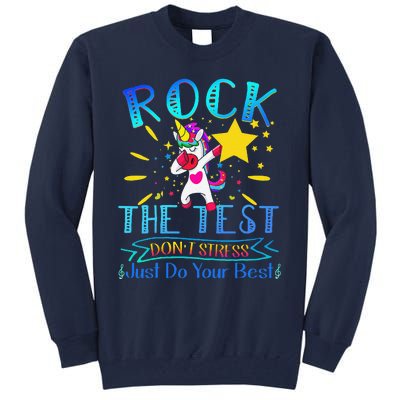 Rock The Test Teacher Test Day Testing Day Funny Teacher Tall Sweatshirt