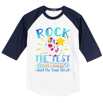 Rock The Test Teacher Test Day Testing Day Funny Teacher Baseball Sleeve Shirt