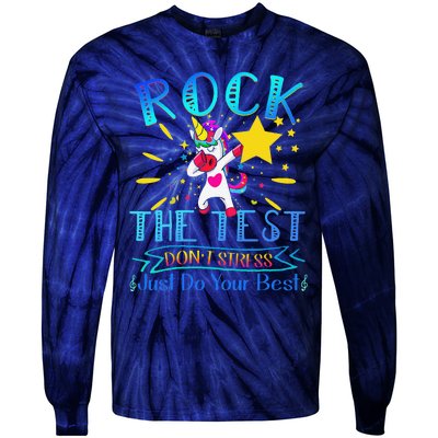 Rock The Test Teacher Test Day Testing Day Funny Teacher Tie-Dye Long Sleeve Shirt