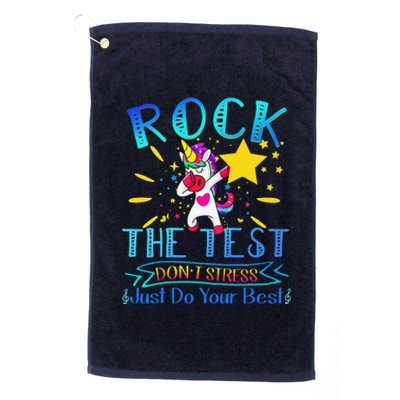 Rock The Test Teacher Test Day Testing Day Funny Teacher Platinum Collection Golf Towel