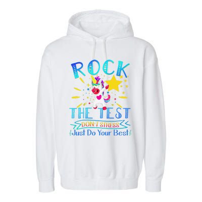 Rock The Test Teacher Test Day Testing Day Funny Teacher Garment-Dyed Fleece Hoodie