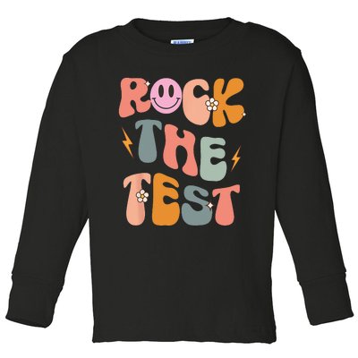 Rock The Test Testing Day Retro Motivational Teacher Student Toddler Long Sleeve Shirt