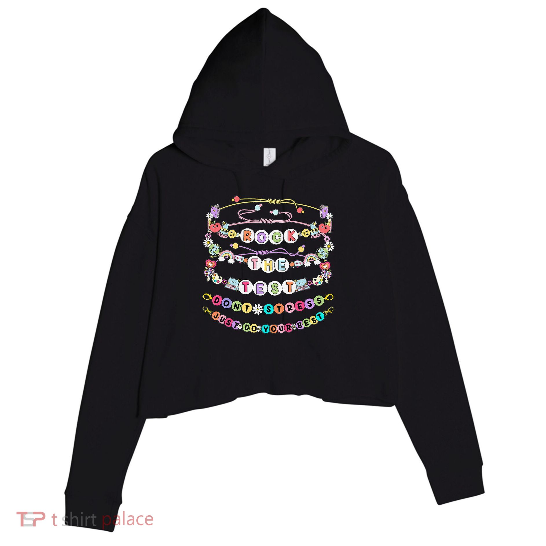 Rock The Test Dont Stress Do Your Best Bracelet Test Day Crop Fleece Hoodie