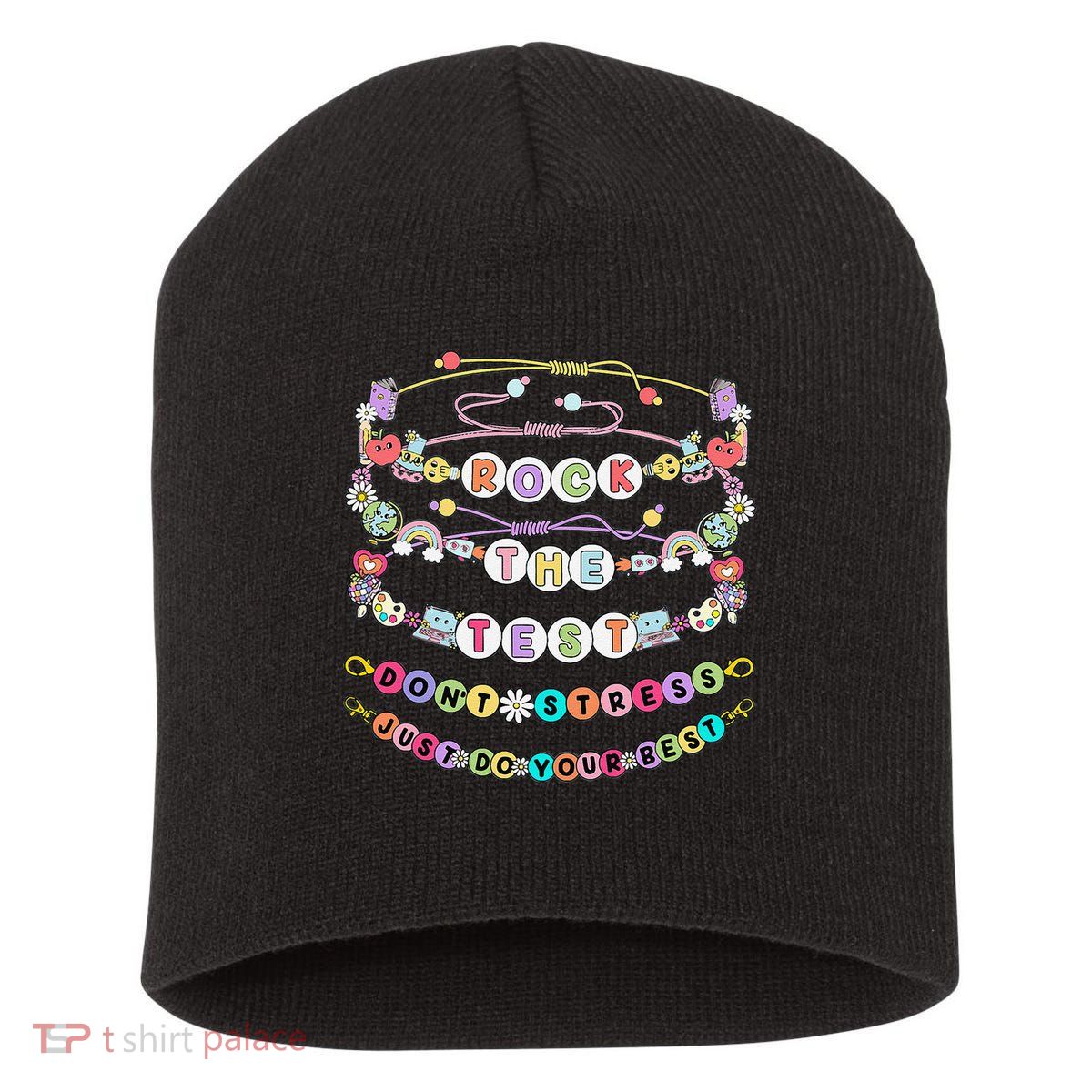 Rock The Test Dont Stress Do Your Best Bracelet Test Day Short Acrylic Beanie