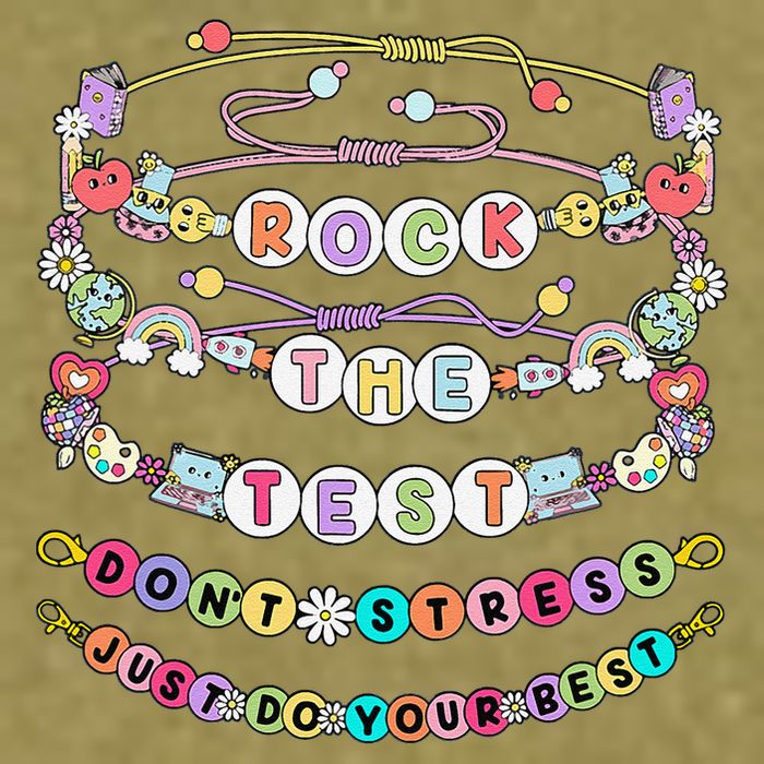 Rock The Test Dont Stress Do Your Best Bracelet Test Day Garment-Dyed Women's Muscle Tee