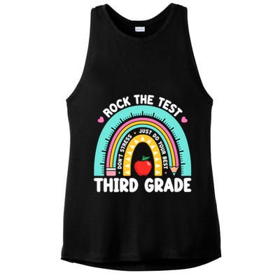 Rock The Test Day 3rd Grade Teach.er Third Grade Testing Day Ladies PosiCharge Tri-Blend Wicking Tank