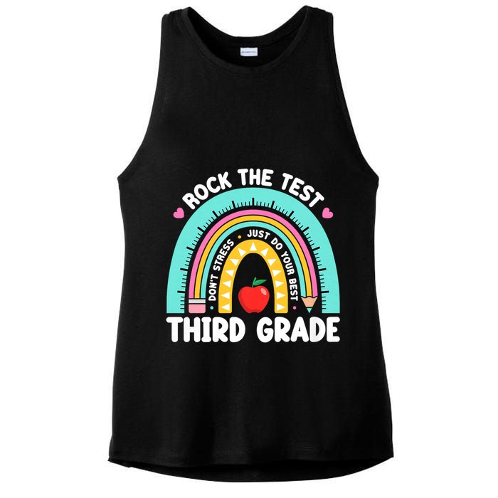 Rock The Test Day 3rd Grade Teach.er Third Grade Testing Day Ladies PosiCharge Tri-Blend Wicking Tank