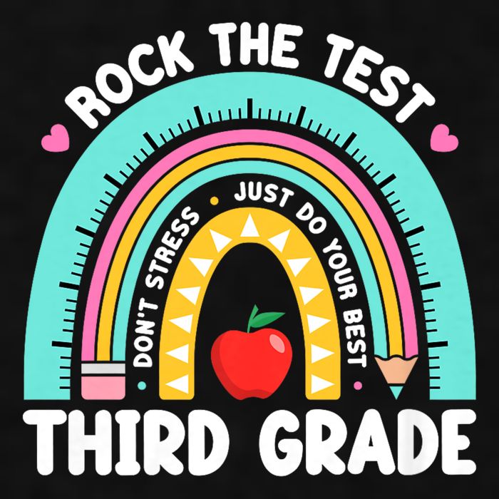 Rock The Test Day 3rd Grade Teach.er Third Grade Testing Day Ladies PosiCharge Tri-Blend Wicking Tank
