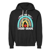 Rock The Test Day 3rd Grade Teach.er Third Grade Testing Day Garment-Dyed Fleece Hoodie