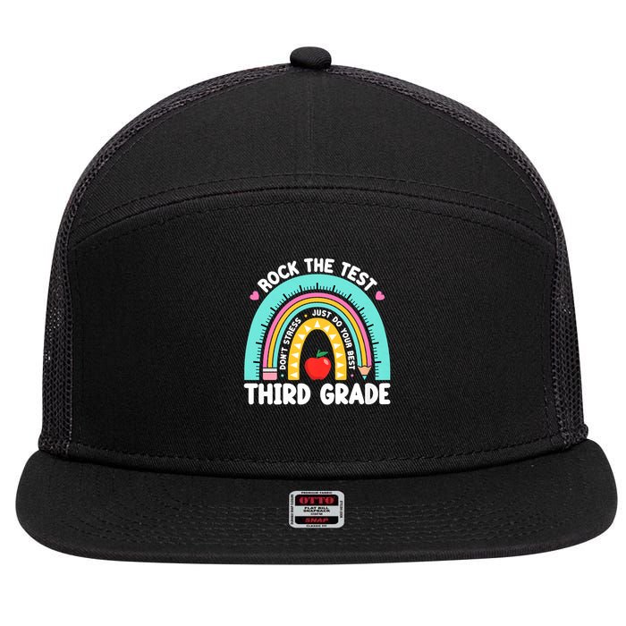 Rock The Test Day 3rd Grade Teach.er Third Grade Testing Day 7 Panel Mesh Trucker Snapback Hat