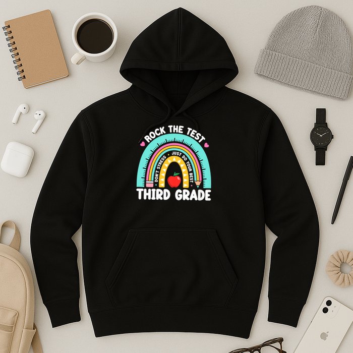 Rock The Test Day 3rd Grade Teach.er Third Grade Testing Day Hoodie