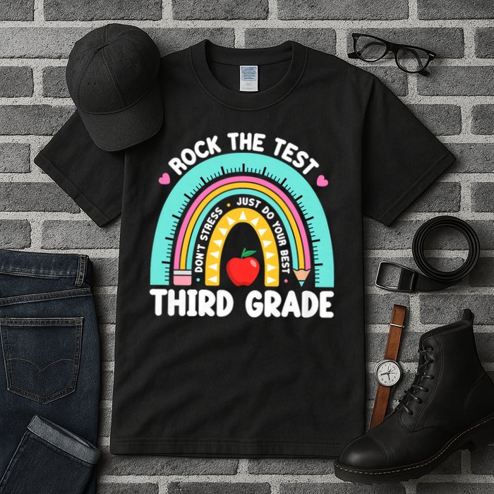 Rock The Test Day 3rd Grade Teach.er Third Grade Testing Day Tall T-Shirt