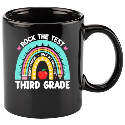 Rock The Test Day 3rd Grade Teach.er Third Grade Testing Day 11oz C Handle Ceramic Mug