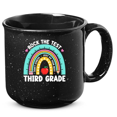 Rock The Test Day 3rd Grade Teach.er Third Grade Testing Day 15oz Campfire Ceramic Mug