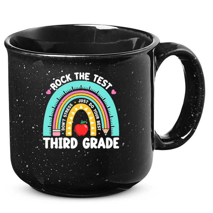 Rock The Test Day 3rd Grade Teach.er Third Grade Testing Day 15oz Campfire Ceramic Mug