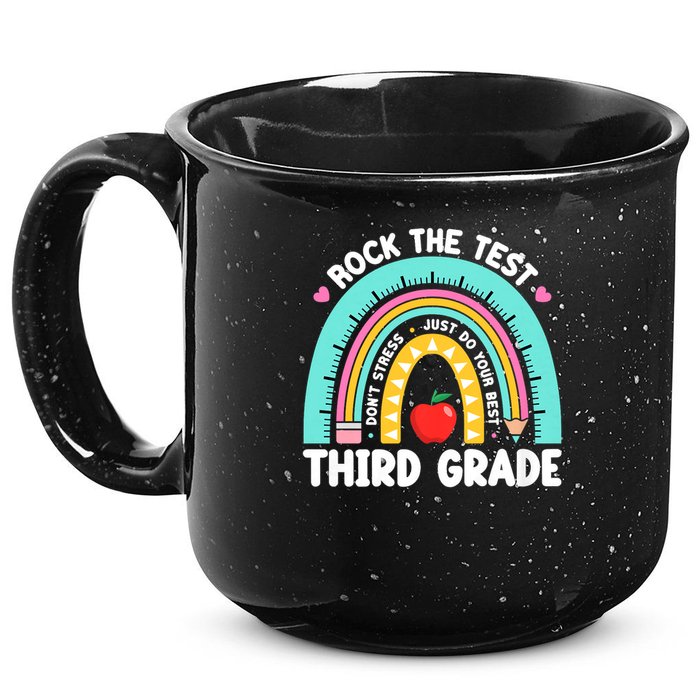 Rock The Test Day 3rd Grade Teach.er Third Grade Testing Day 15oz Campfire Ceramic Mug
