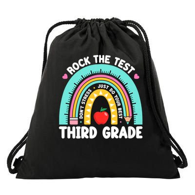 Rock The Test Day 3rd Grade Teach.er Third Grade Testing Day Drawstring Bag