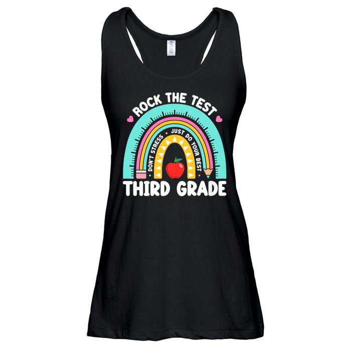 Rock The Test Day 3rd Grade Teach.er Third Grade Testing Day Ladies Essential Flowy Tank