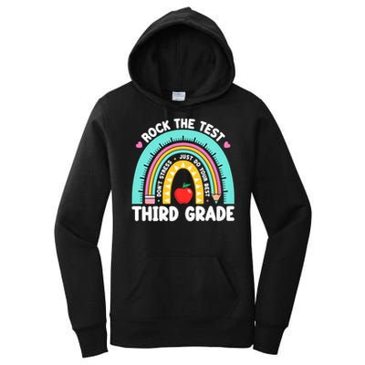 Rock The Test Day 3rd Grade Teach.er Third Grade Testing Day Women's Pullover Hoodie