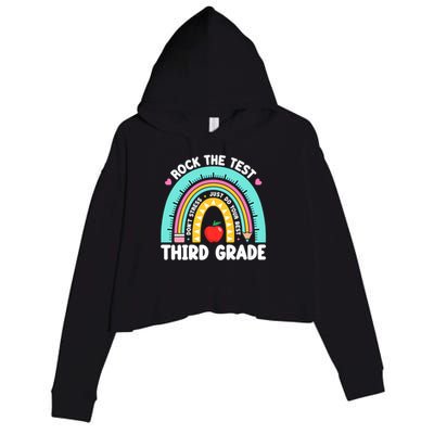 Rock The Test Day 3rd Grade Teach.er Third Grade Testing Day Crop Fleece Hoodie