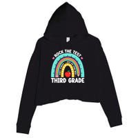 Rock The Test Day 3rd Grade Teach.er Third Grade Testing Day Crop Fleece Hoodie
