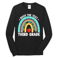 Rock The Test Day 3rd Grade Teach.er Third Grade Testing Day Tall Long Sleeve T-Shirt