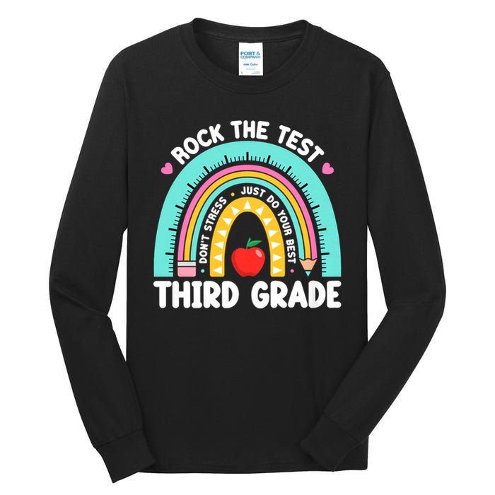 Rock The Test Day 3rd Grade Teach.er Third Grade Testing Day Tall Long Sleeve T-Shirt