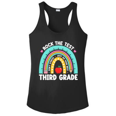 Rock The Test Day 3rd Grade Teach.er Third Grade Testing Day Ladies PosiCharge Competitor Racerback Tank