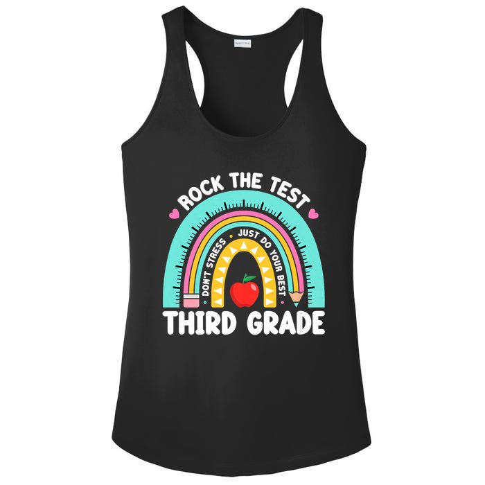 Rock The Test Day 3rd Grade Teach.er Third Grade Testing Day Ladies PosiCharge Competitor Racerback Tank
