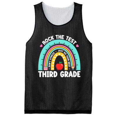 Rock The Test Day 3rd Grade Teach.er Third Grade Testing Day Mesh Reversible Basketball Jersey Tank