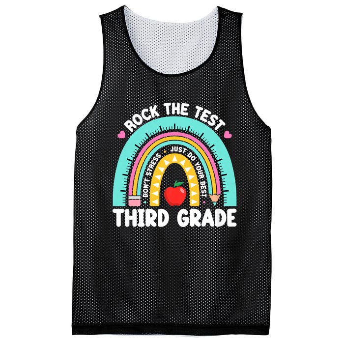 Rock The Test Day 3rd Grade Teach.er Third Grade Testing Day Mesh Reversible Basketball Jersey Tank