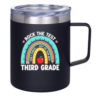 Rock The Test Day 3rd Grade Teach.er Third Grade Testing Day 12oz Stainless Steel Coffee Mug