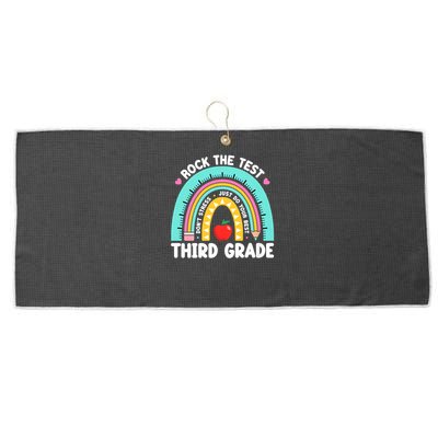 Rock The Test Day 3rd Grade Teach.er Third Grade Testing Day Large Microfiber Waffle Golf Towel