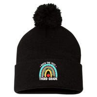 Rock The Test Day 3rd Grade Teach.er Third Grade Testing Day Pom Pom 12in Knit Beanie