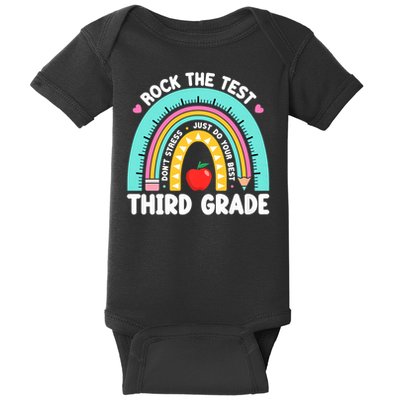 Rock The Test Day 3rd Grade Teach.er Third Grade Testing Day Baby Bodysuit