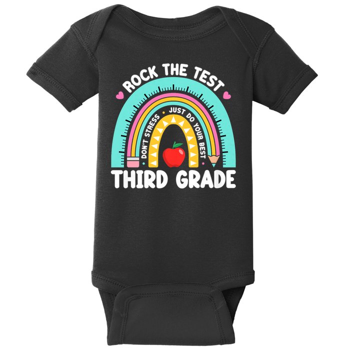 Rock The Test Day 3rd Grade Teach.er Third Grade Testing Day Baby Bodysuit