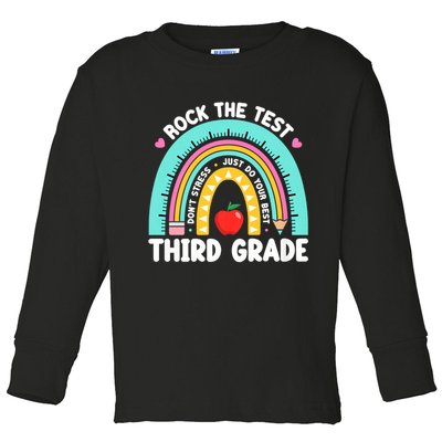 Rock The Test Day 3rd Grade Teach.er Third Grade Testing Day Toddler Long Sleeve Shirt