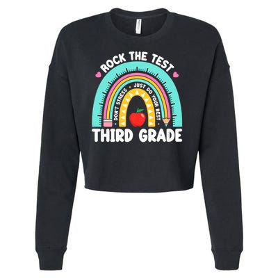Rock The Test Day 3rd Grade Teach.er Third Grade Testing Day Cropped Pullover Crew