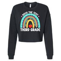 Rock The Test Day 3rd Grade Teach.er Third Grade Testing Day Cropped Pullover Crew