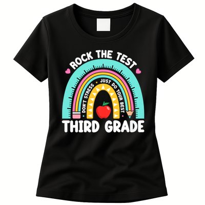 Rock The Test Day 3rd Grade Teach.er Third Grade Testing Day Womens T-Shirt