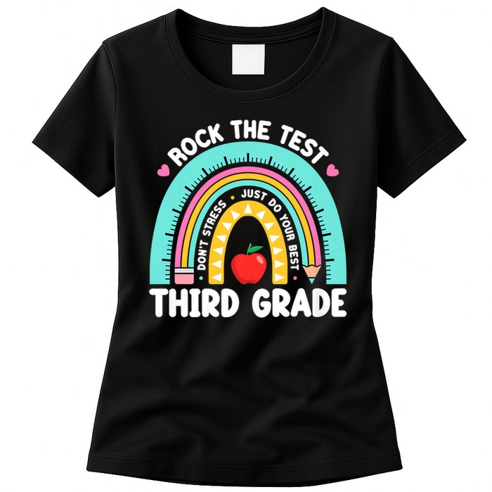 Rock The Test Day 3rd Grade Teach.er Third Grade Testing Day Womens T-Shirt