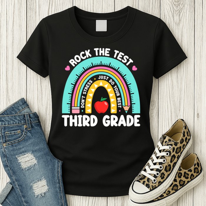 Rock The Test Day 3rd Grade Teach.er Third Grade Testing Day Womens T-Shirt